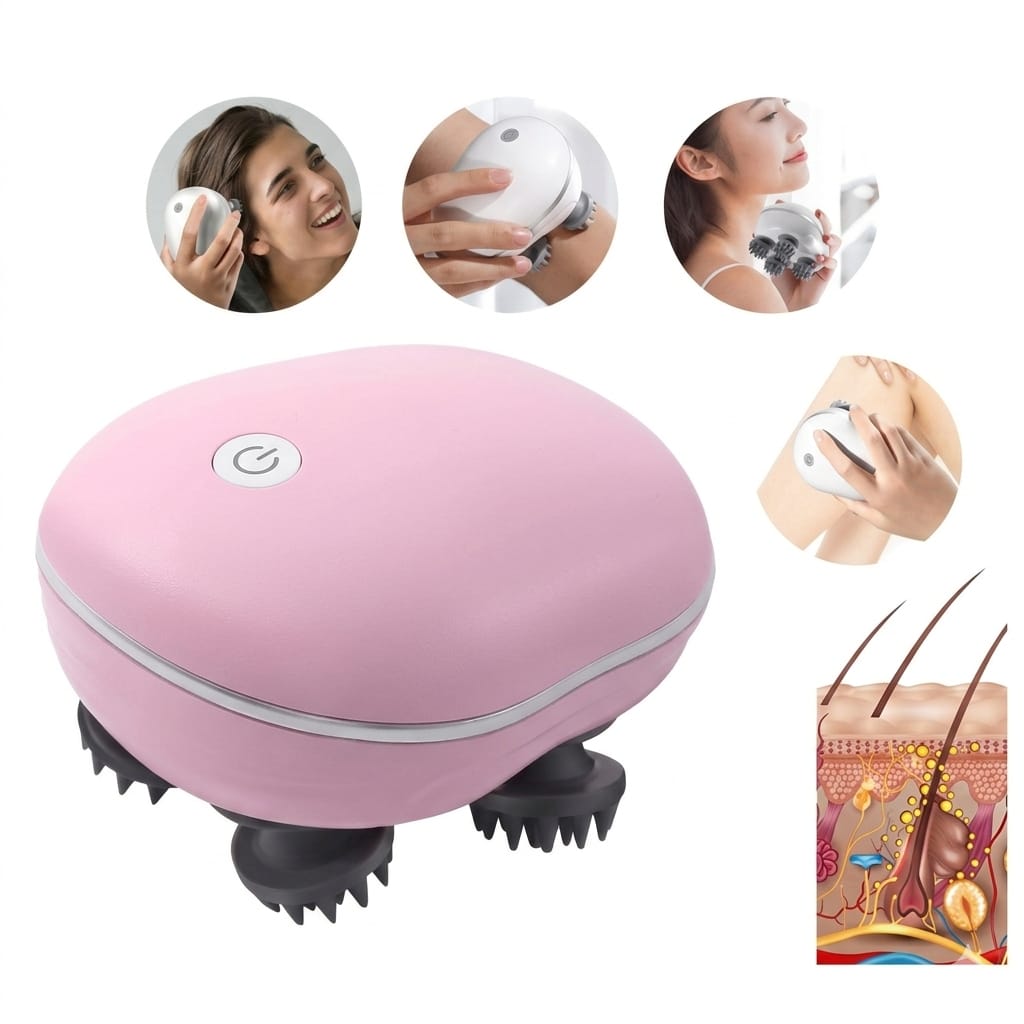 Scalp Massager with 4 Interchangeable Heads Relaxation Device